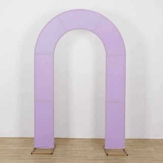 Elevate Your Event with the Lavender Lilac Spandex Fitted Open Arch Wedding Arch Cover Elevate Your Event with the Lavender Lilac Spandex Fitted Open Arch Wedding Arch Cover