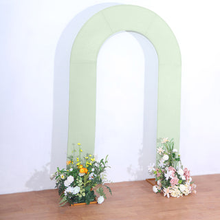Elevate Your Event with the 8ft Sage Green Spandex Fitted Wedding Arch Cover