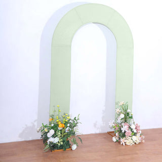 Elevate Your Event with the 8ft Sage Green Spandex Fitted Wedding Arch Cover Elevate Your Event with the 8ft Sage Green Spandex Fitted Wedding Arch Cover