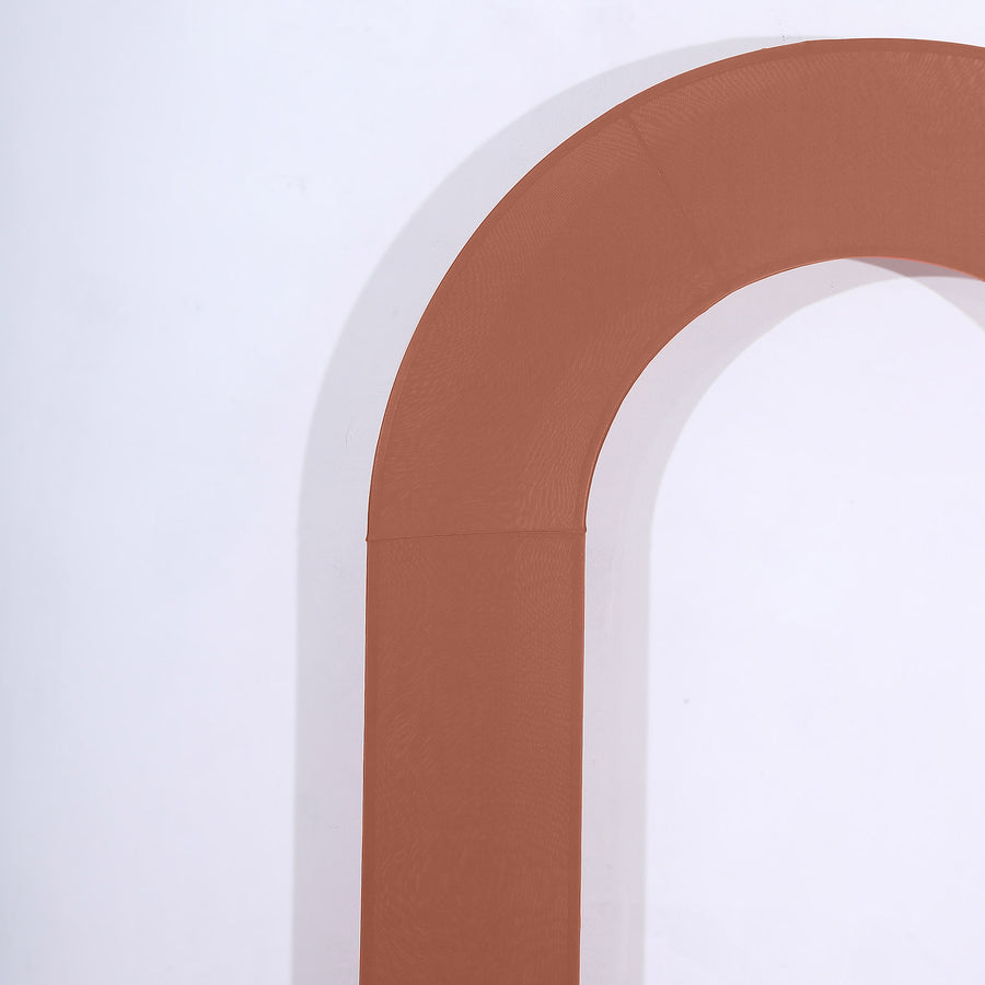 8ft Terracotta (Rust) Spandex Fitted Open Arch Wedding Arch Cover