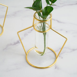 Charming Gold Metal Frame Test Tube Vase Flower Stands Charming Gold Metal Frame Test Tube Vase Flower Stands