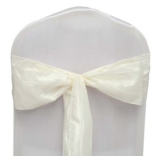 Elegant Ivory Accordion Crinkle Taffeta Chair Sashes Elegant Ivory Accordion Crinkle Taffeta Chair Sashes