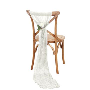 5 Pack Ivory Gauze Cheesecloth Boho Chair Sashes - 16" x 88"