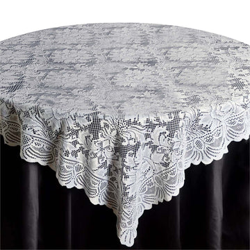 90"x90" Ivory Lace Square Table Overlay
