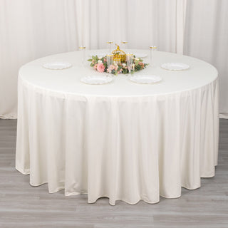Experience Luxury and Convenience with the Ivory Premium Round Seamless Tablecloth