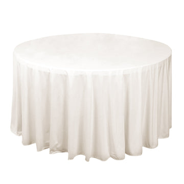 120" Ivory Premium Scuba Wrinkle Free Round Tablecloth, Seamless Scuba Polyester Tablecloth