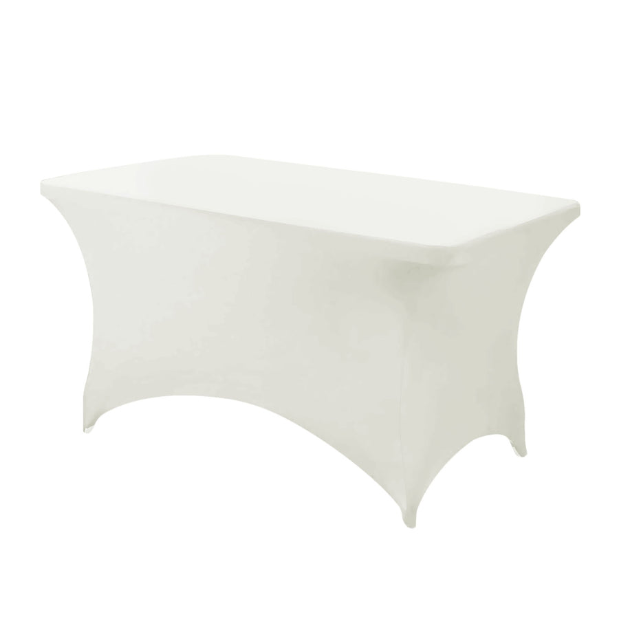 4 Ft Rectangular Spandex Table Cover - Ivory