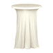 Ivory Round Heavy Duty Spandex Cocktail Table Cover With Natural Wavy Drapes