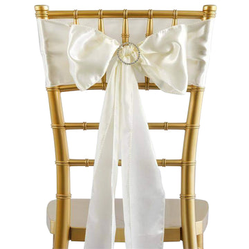 5 Pack 6"x106" Ivory Satin Chair Sashes