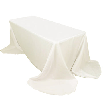 Ivory Seamless Polyester Rectangular Tablecloth with Rounded Corners, 90"x156" Oval Oblong Tablecloth