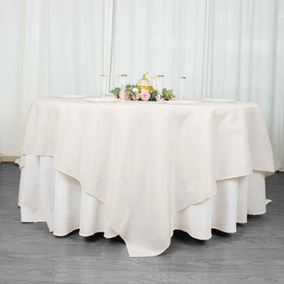 Elegant Ivory Polyester Table Overlay for Stunning Events Elegant Ivory Polyester Table Overlay for Stunning Events