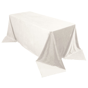 90"x132" Ivory Seamless Premium Velvet Rectangle Tablecloth, Reusable Linen
