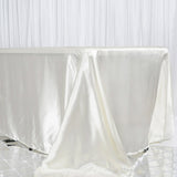 90"x156" Ivory Seamless Satin Rectangular Tablecloth