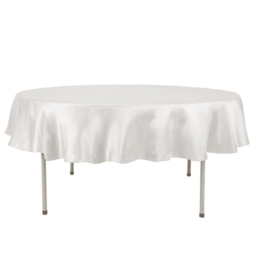 90" Ivory Seamless Satin Round Tablecloth
