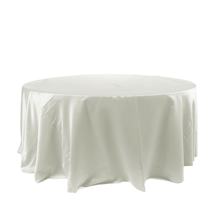 120 inch Ivory Satin Round Tablecloth