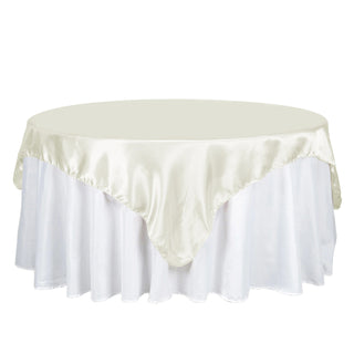 Ivory Seamless Satin Square Tablecloth Overlay