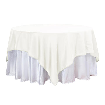 90"x90" Ivory Seamless Square Polyester Table Overlay