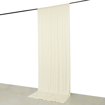 Ivory 4-Way Stretch Spandex Event Curtain Drapes, Wrinkle Resistant Backdrop Event Panel with Rod Pockets - 5ftx12ft