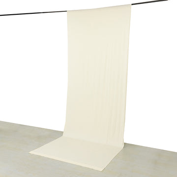 Ivory 4-Way Stretch Spandex Event Curtain Drapes, Wrinkle Resistant Backdrop Event Panel with Rod Pockets - 5ftx14ft