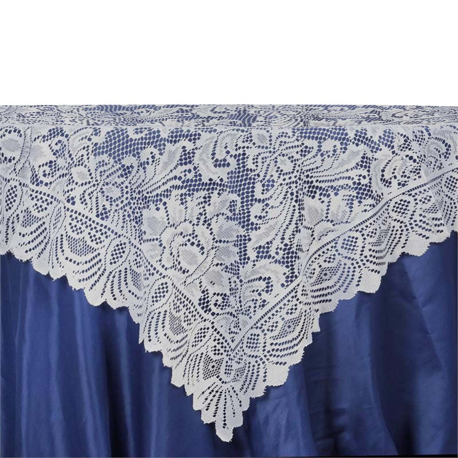 54"x54" Wholesale Flower Design LACE Overlay For Wedding Event Catering Party Decoration - IVORY