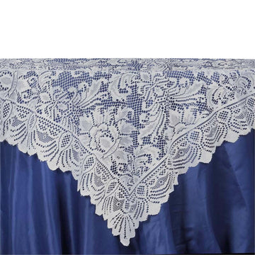 54"x54" Ivory Victorian Lace Square Table Overlay