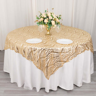 Elevate Your Event with the Champagne Wave Mesh Square Table Overlay Elevate Your Event with the Champagne Wave Mesh Square Table Overlay