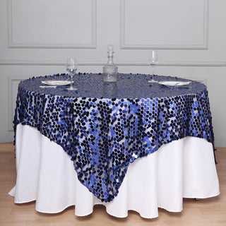 Add a Touch of Elegance to Your Event with the Navy Blue Sequin Table Overlay