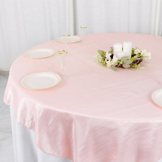 Complete Your Event Decor with the Blush Accordion Crinkle Taffeta Table Overlay Complete Your Event Decor with the Blush Accordion Crinkle Taffeta Table Overlay