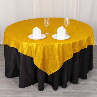 Add Glamour and Elegance with a Gold Glitter Table Overlay Add Glamour and Elegance with a Gold Glitter Table Overlay