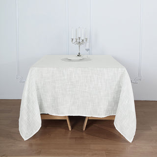 Versatile Event Decor Tablecloth in White Slubby Textured Linen