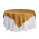 72x72inch Gold Lamour Satin Table Overlay, Square Tablecloth Topper