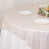 72x72inch Beige Shimmer Sequin Dots Square Polyester Table Overlay