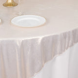 72x72inch Beige Shimmer Sequin Dots Square Polyester Table Overlay
