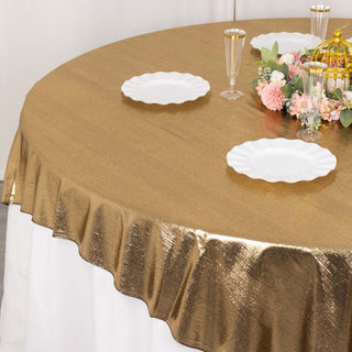 Add Glamour and Elegance with the Antique Gold Shimmer Sequin Dots Square Polyester Table Overlay Add Glamour and Elegance with the Antique Gold Shimmer Sequin Dots Square Polyester Table Overlay