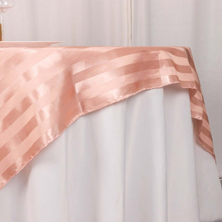 Create Unforgettable Memories with Our Dusty Rose Satin Stripe Table Overlay Create Unforgettable Memories with Our Dusty Rose Satin Stripe Table Overlay