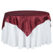 72" x 72" Burgundy Seamless Satin Square Tablecloth Overlay#whtbkgd