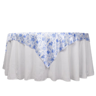 Complete Your Table Decor with the White Blue Chinoiserie Floral Print 72x72 Tablecloth