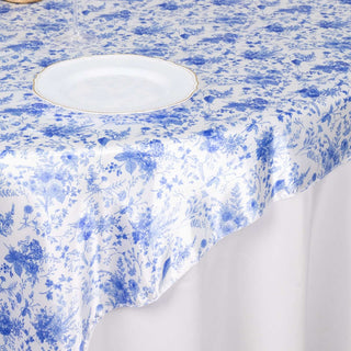 Create a Mesmerizing Table Setting with the White Blue French Toile Floral Print Square Tablecloth Topper Create a Mesmerizing Table Setting with the White Blue French Toile Floral Print Square Tablecloth Topper