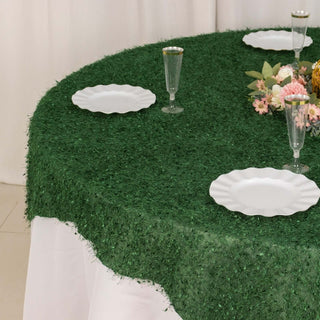 Green Fringe Shag Square Polyester Table Overlay Green Fringe Shag Square Polyester Table Overlay
