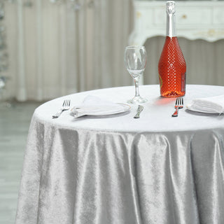 Experience Luxury with the Silver Velvet Table Overlay