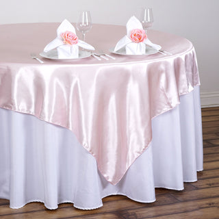 Elevate Your Event Decor with the Blush Satin Square Table Overlay