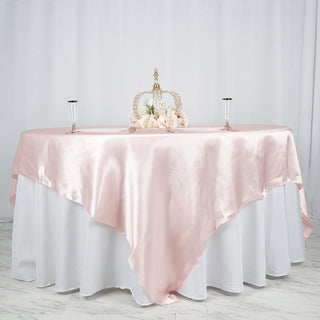 Blush Satin Square Table Overlay: The Perfect Addition to Your Wedding Decor