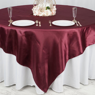 Seamless Burgundy Satin Square Table Overlay for All Occasions