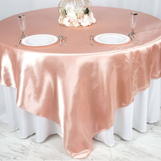 Dusty Rose Seamless Satin Square Table Overlay: The Epitome of Elegance