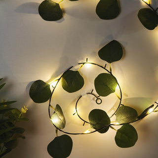 Add a Touch of Radiant Greenery with 7ft 20 LED Green Silk Eucalyptus Leaf Garland Vine String Lights Add a Touch of Radiant Greenery with 7ft 20 LED Green Silk Eucalyptus Leaf Garland Vine String Lights