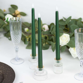 Add a Touch of Elegance with Hunter Emerald Green Flameless LED Taper Candles Add a Touch of Elegance with Hunter Emerald Green Flameless LED Taper Candles