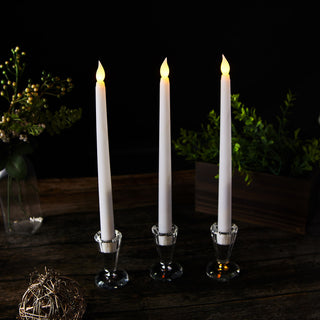 Add Warmth and Elegance to Your Space with 11" White Flickering Flameless LED Taper Candles Add Warmth and Elegance to Your Space with 11" White Flickering Flameless LED Taper Candles