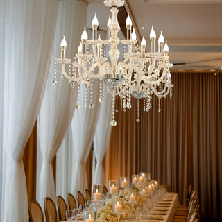 Silver Dual-Layer Crystal Chandelier with Warm LED Candlelight Silver Dual-Layer Crystal Chandelier with Warm LED Candlelight