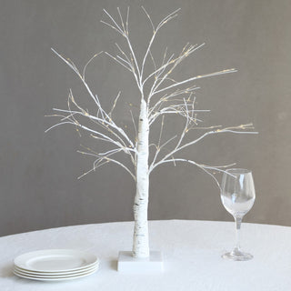 2ft White Artificial Rechargeable LED Birch Tree Lamp