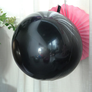 2 Pack 30" Large Black Reusable UV Protected Sphere Vinyl Balloons